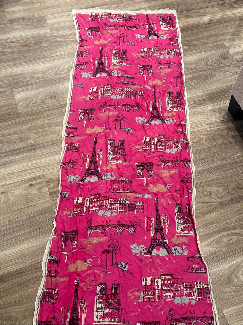 Paris Eiffel Tower Arch de Triomphe Print Scarf Fabric Table Runner Decor